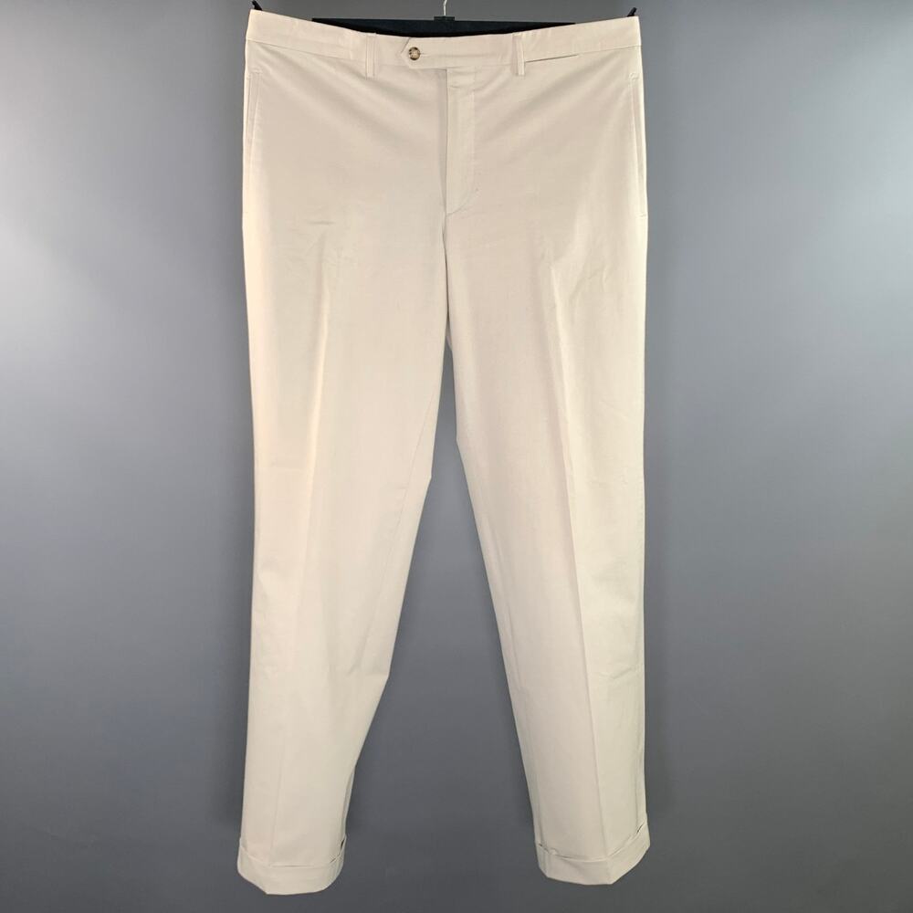 PRADA Size 40 Beige Polyester Cotton Flat Front Dress Pants